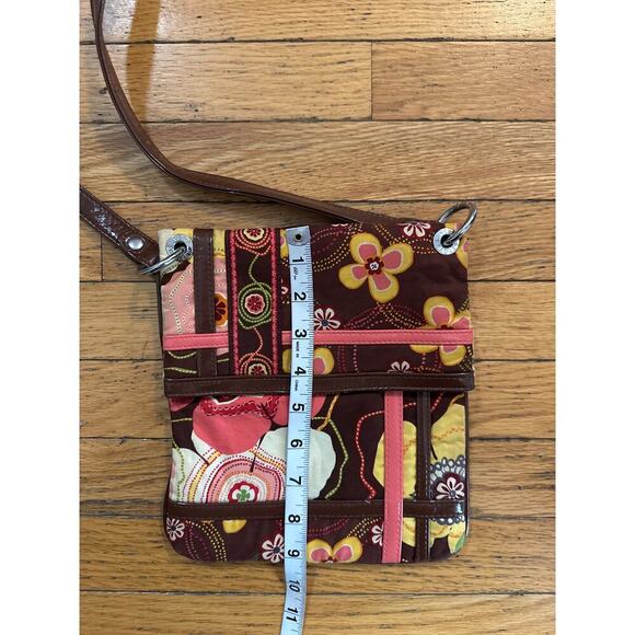 Vera Bradley Brown Floral Crossbody Purse • Small Quilted Messenger Hipster Bag - Picture 5 of 8